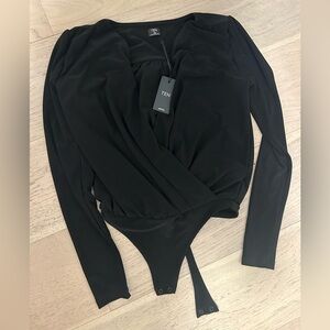 Black aritzia Wrap V-neck bodysuit